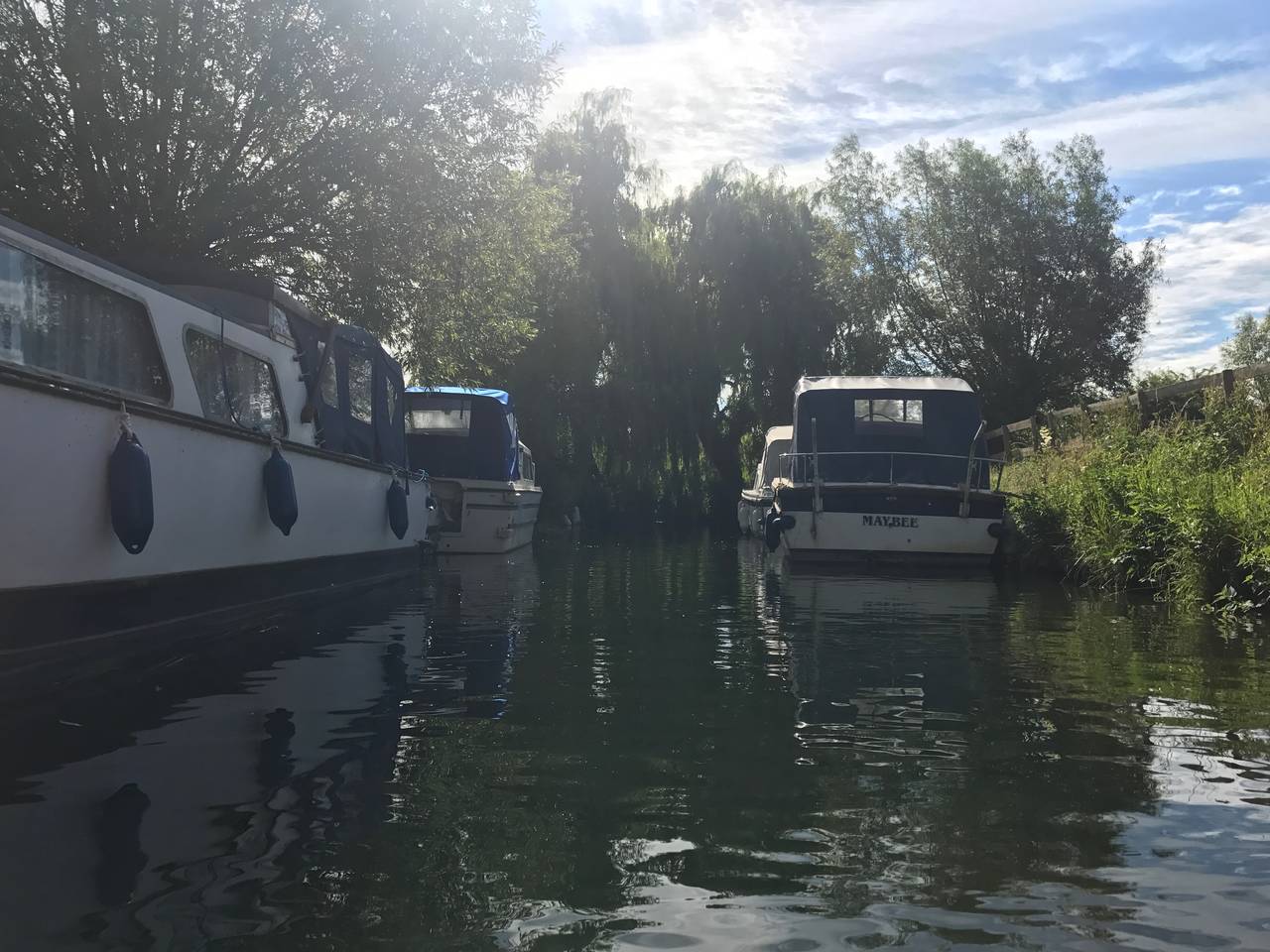 Boats moored on the River Thames
